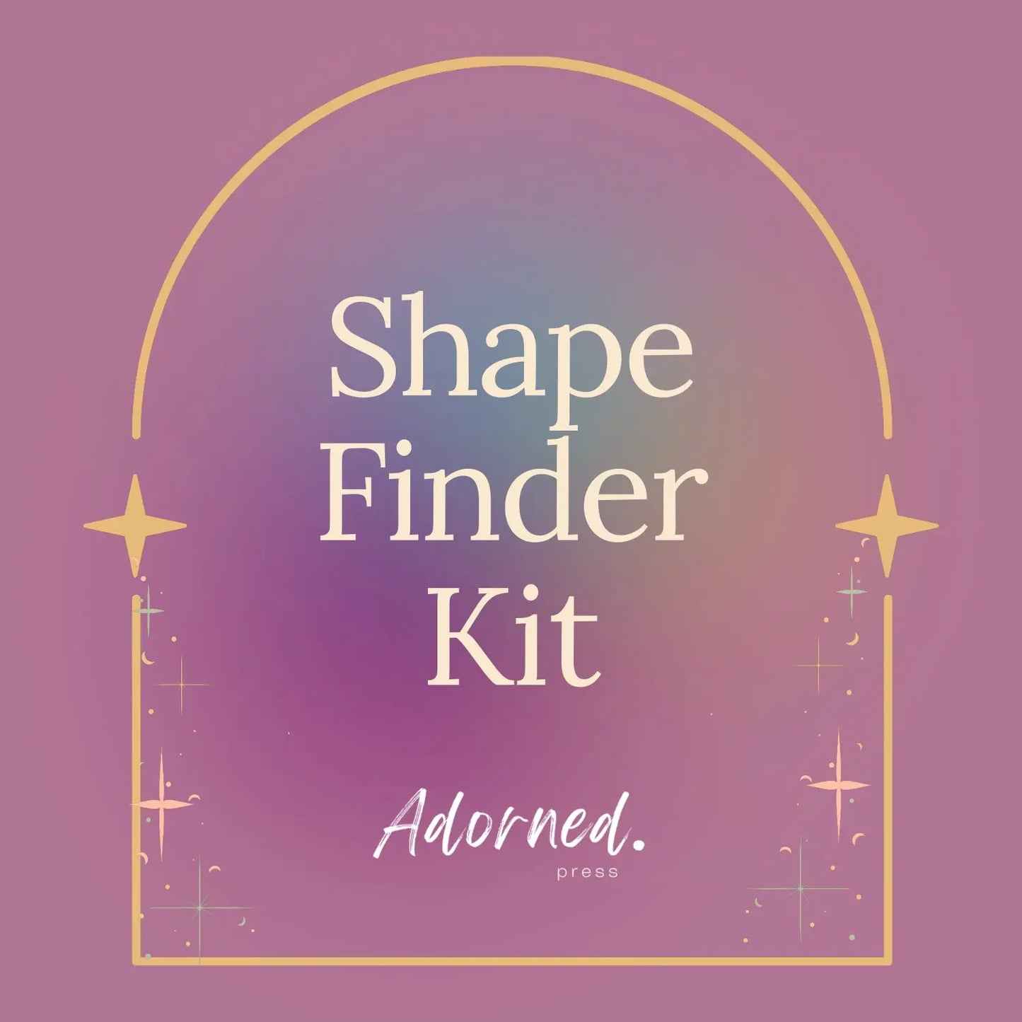 Pink swirl multicolor graphic reads Shape Finder Kit