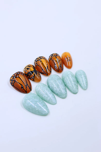 Butterfly and Springtime Sets in Short Almond