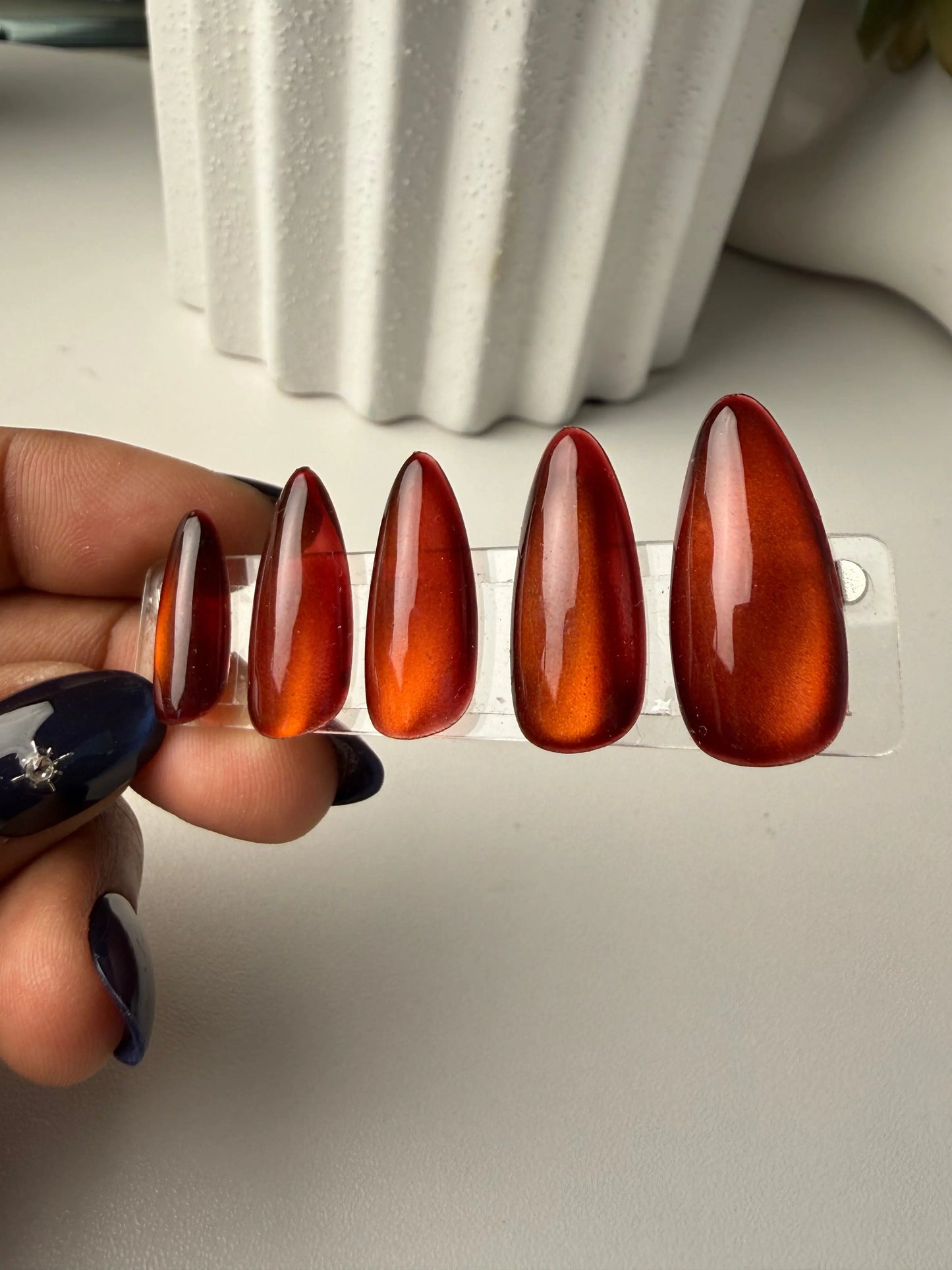 Ember Glow Cateye Custom Press On Set