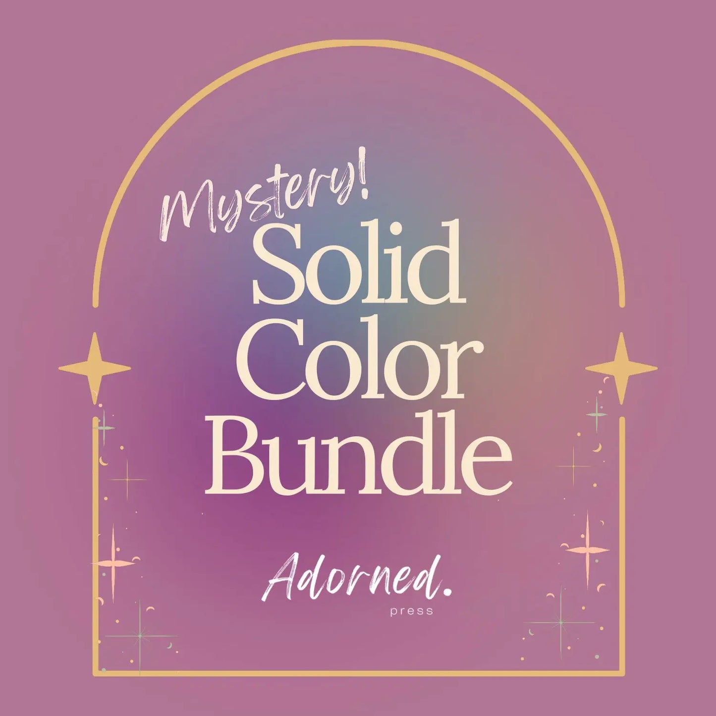 Pink swirl multicolor graphic reads Mystery Solid Color Bundle