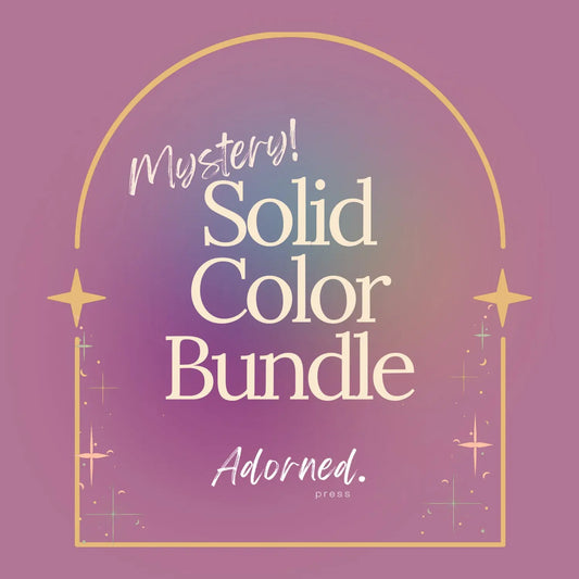 Pink swirl multicolor graphic reads Mystery Solid Color Bundle