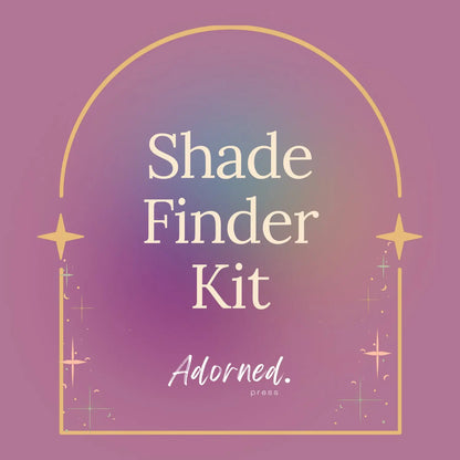 Pink swirl multicolor graphic reads Shade Finder Kit