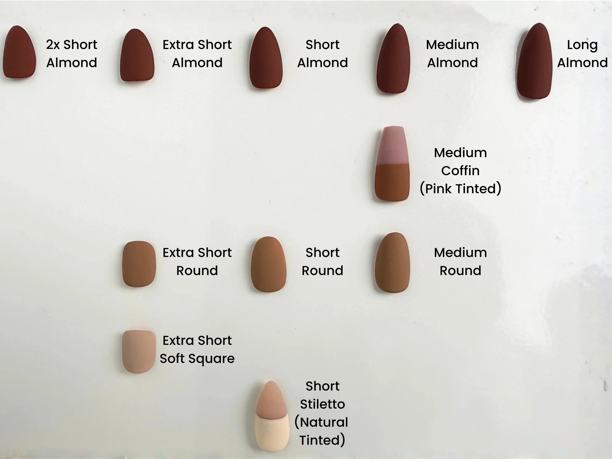 Adorned Press Shape/Length Chart