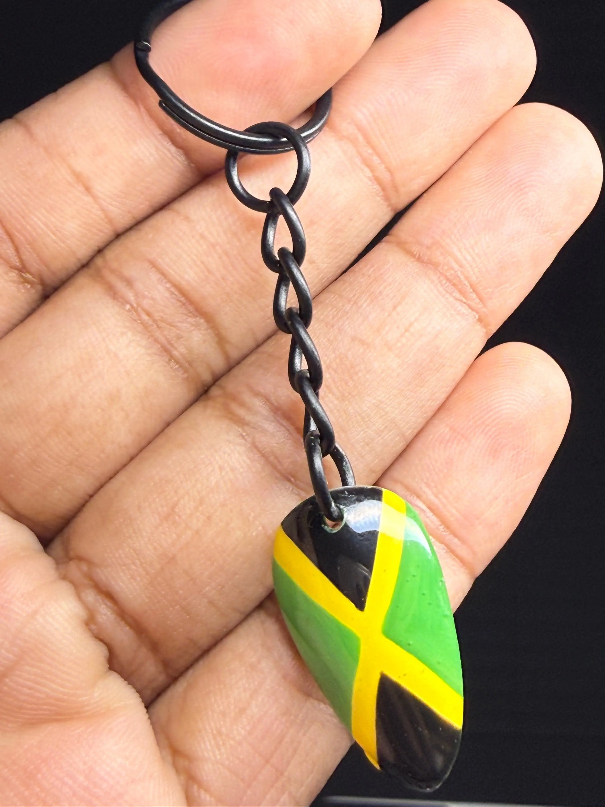 Nail Keychain: Jamaica, Land We Love adorned. Press