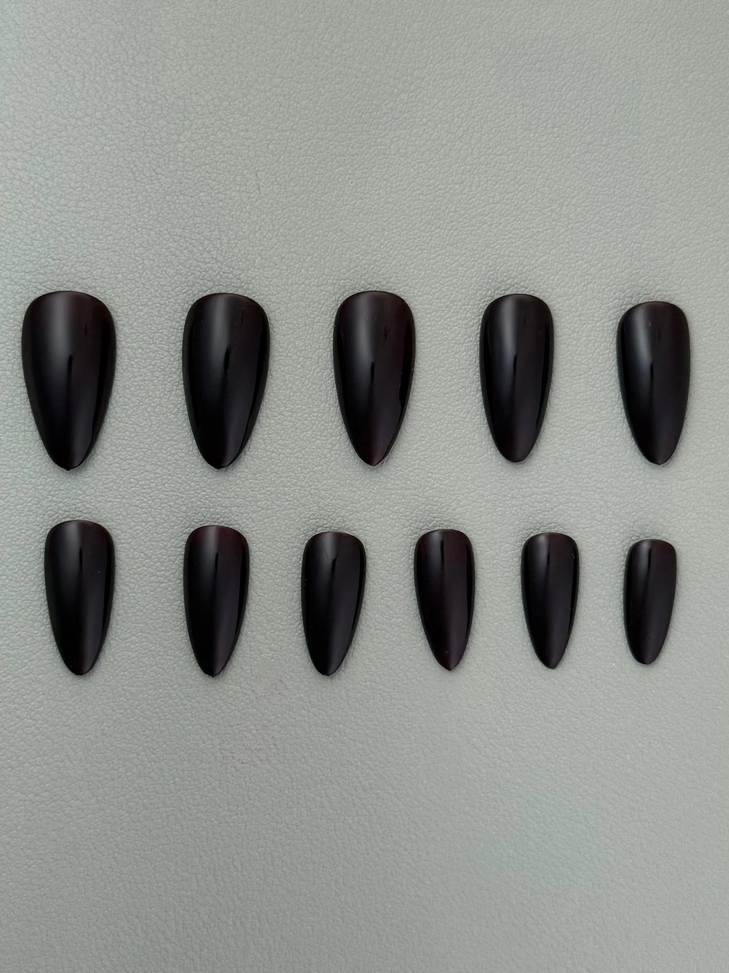 Wine deep dark purple red almond medium gloss press on false nails